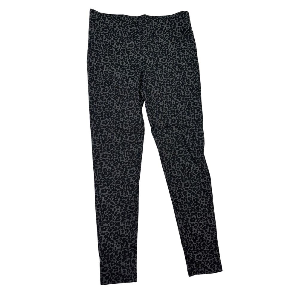 LOFT Leopard Print Pull-On Dress Pants Women's Large Gray Black Grunge